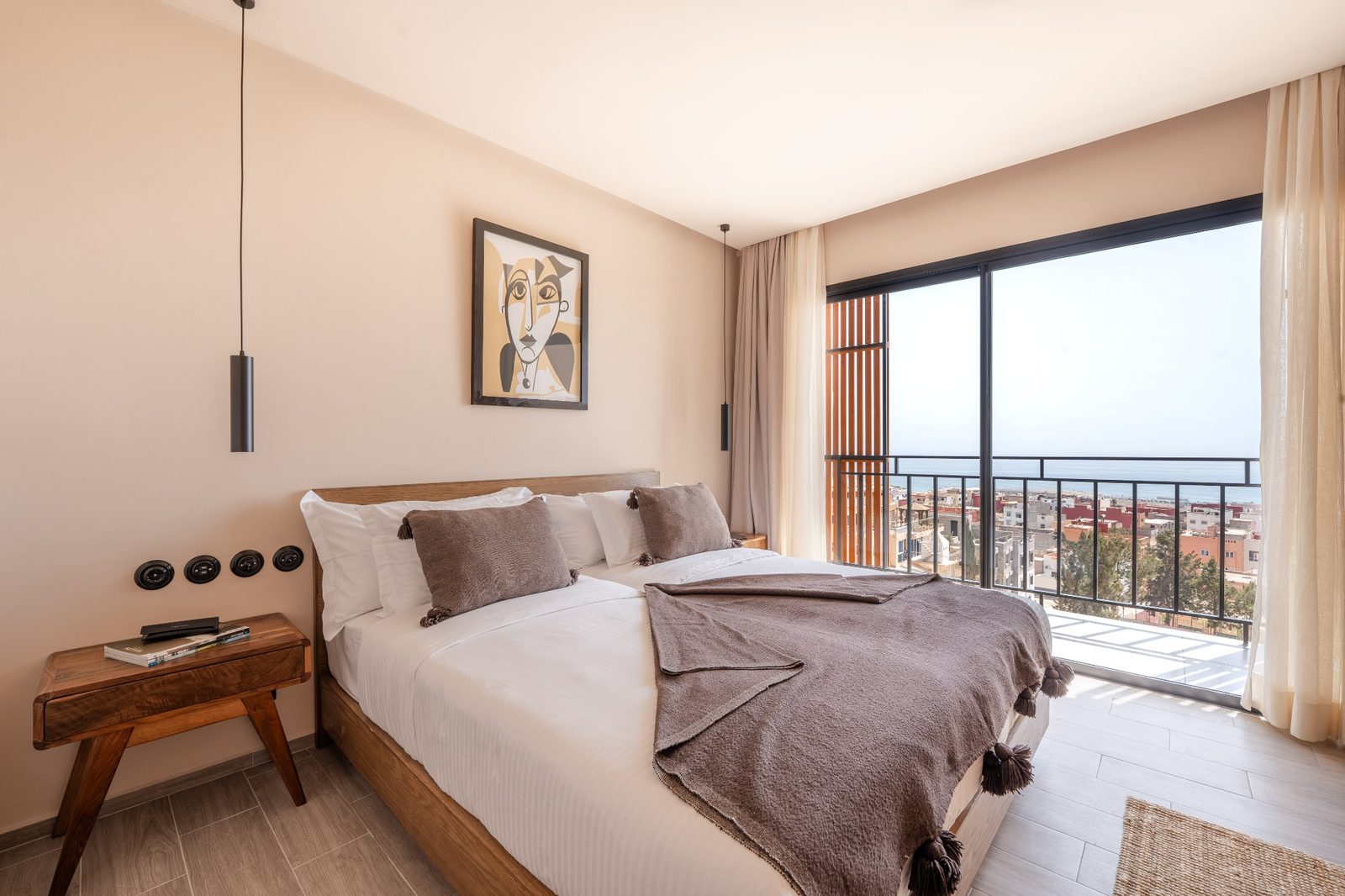 A double room at Nobi with a big window front