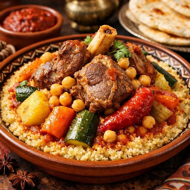 Couscous with lamb, chickpeas and vegetables