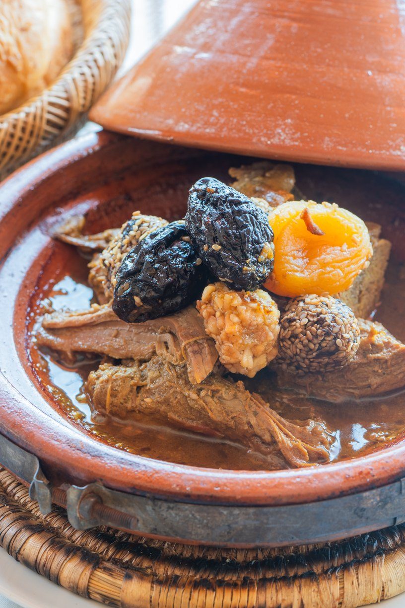 A tajine served with prunes and apricots