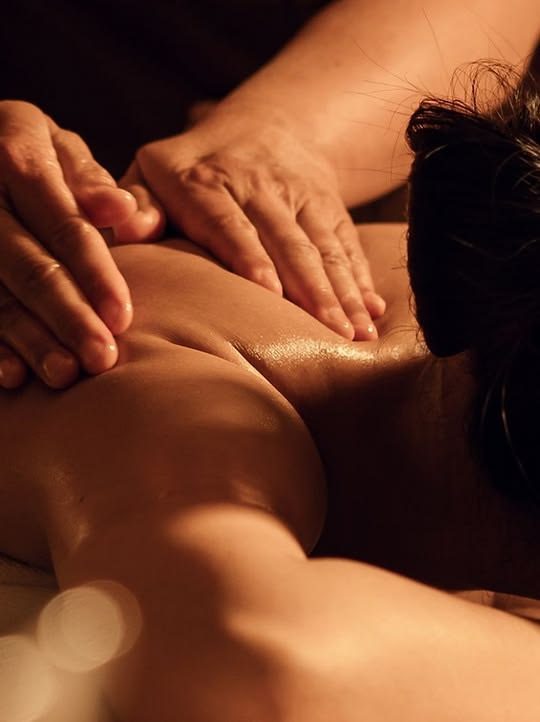 A deep tissue massage in the treatment room at Nobi, Taghazout Bay
