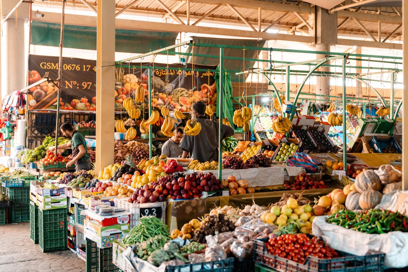 A fruit and vegetable stall in the souk