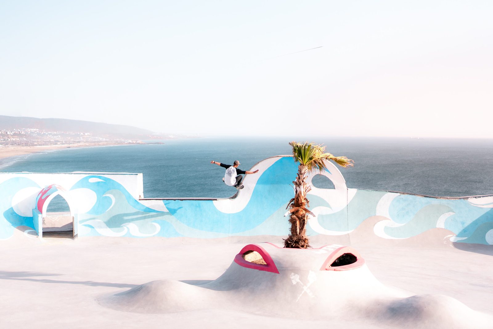 The skatepark above the sea at Taghazout